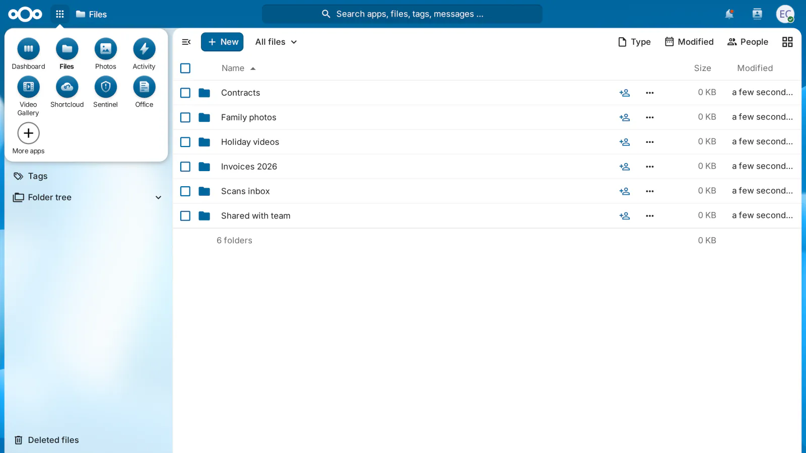 Nextcloud app menu with the MediaLab apps installed together on one instance